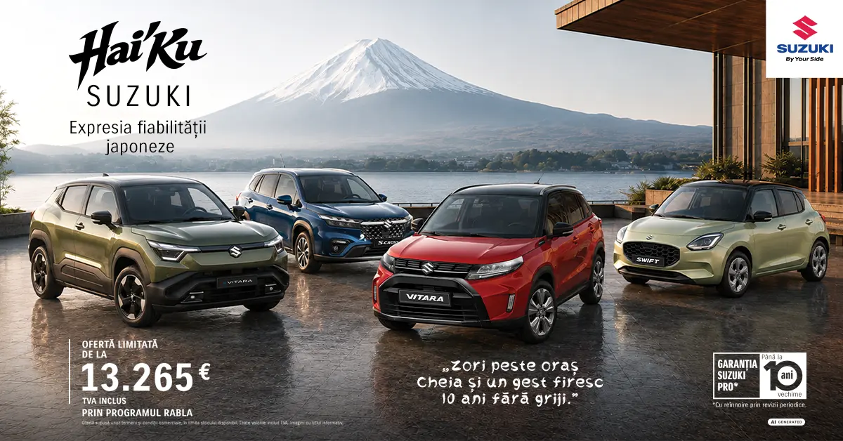 Gama Suzuki prin Programul Rabla - Ofertă limitată de la 13.265 EUR TVA inclus
