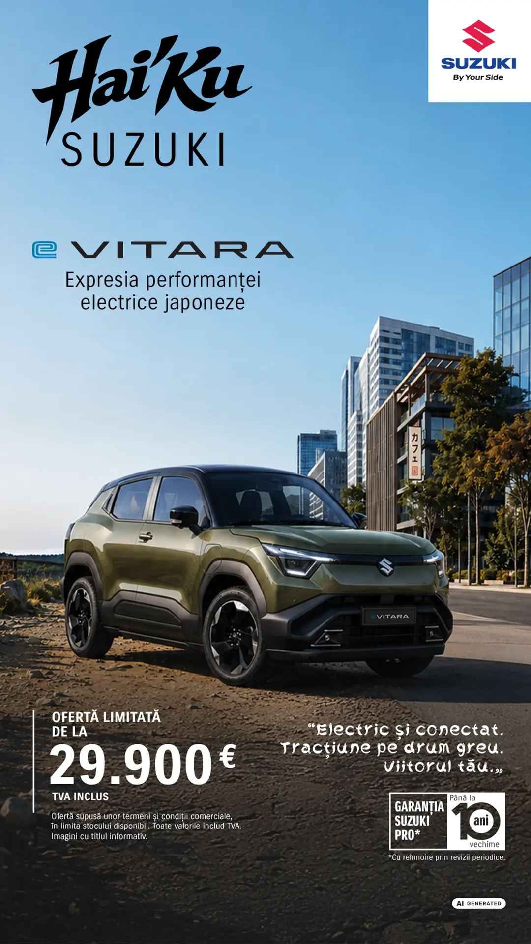 Hai'Ku Suzuki e VITARA - Expresia performanței electrice japoneze. Ofertă limitată de la 29.900 EUR TVA inclus