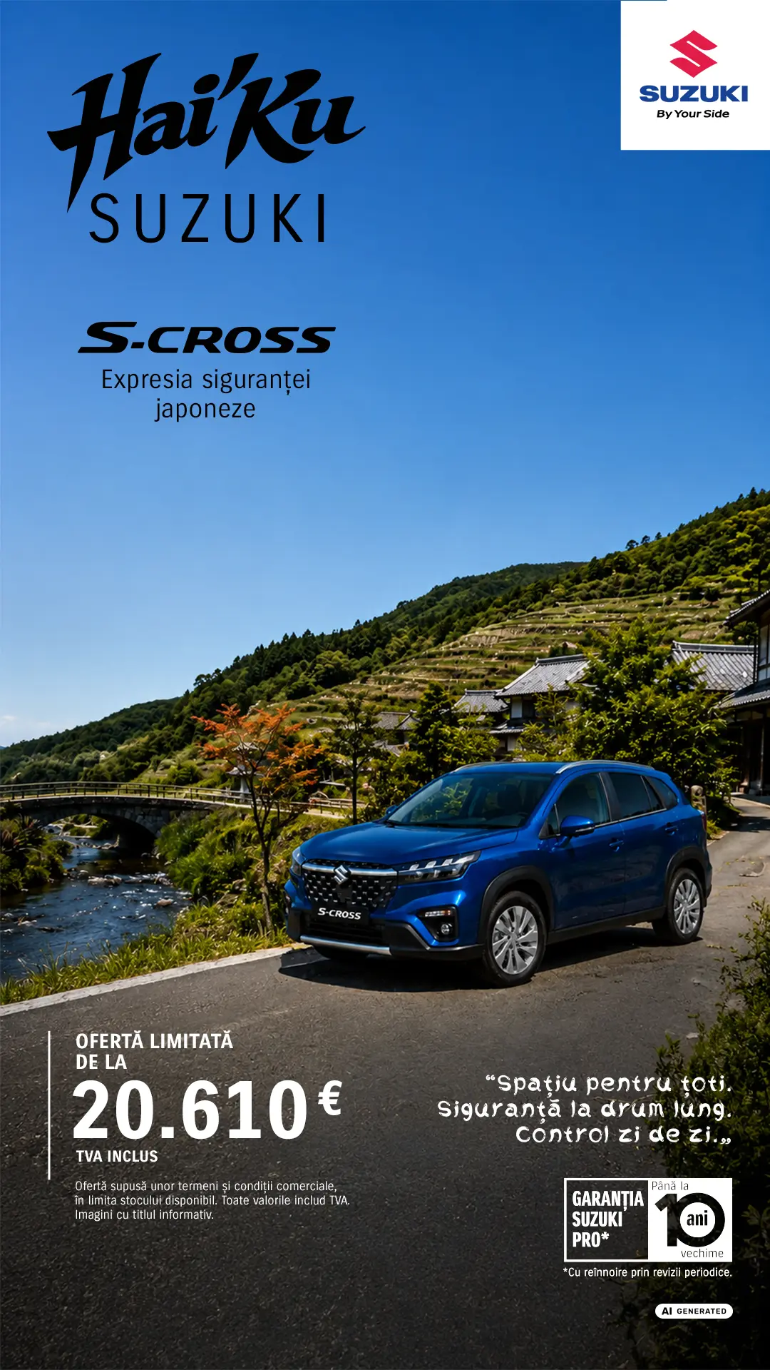 Hai'Ku Suzuki S-Cross - Expresia siguranței japoneze. Ofertă limitată de la 20.610 EUR TVA inclus