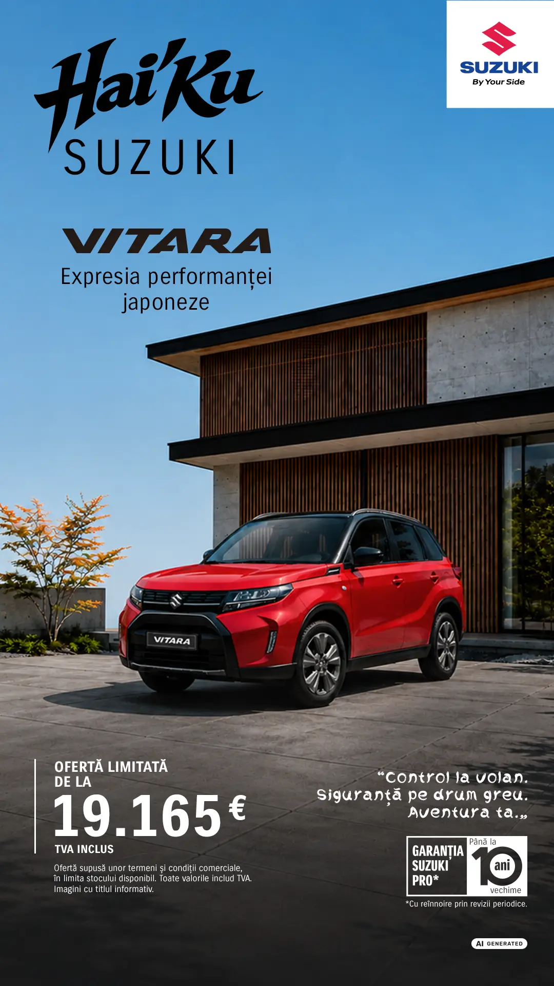 Hai'Ku Suzuki Vitara - Expresia performanței japoneze. Ofertă limitată de la 19.165 EUR TVA inclus